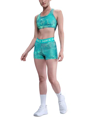Nike Pro Women's Printed Dri-fit Mid-rise 3" Shorts In Blue