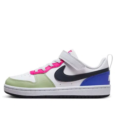 Nike (ps)  Court Borough Low Recraft Shoes 'white Pink Dark Obsidian'