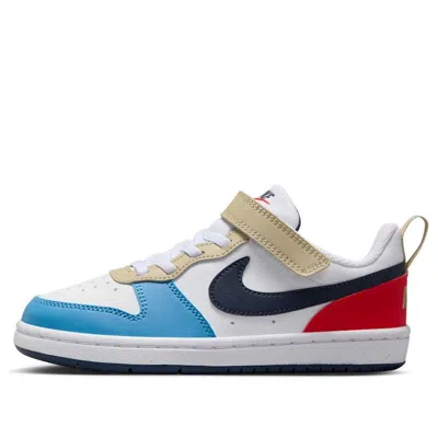 Nike (ps)  Court Borough Low Recraft 'white Thunder Blue Light Crimson'