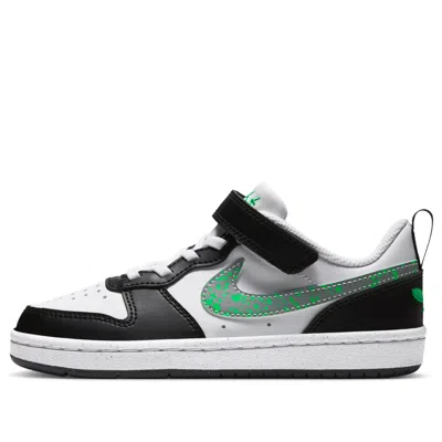 Nike (ps)  Court Borough Low 'white Black Green Spark' In White/metallic Silver/black