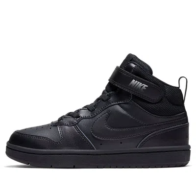 Nike (ps)  Court Borough Mid 2velcro 'triple Balck' In Black