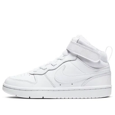 Nike (ps)  Court Borough Mid 2velcro 'triple White'