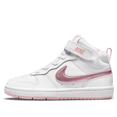 Nike (ps)  Court Borough Mid 2velcro 'white Pink Glaze'