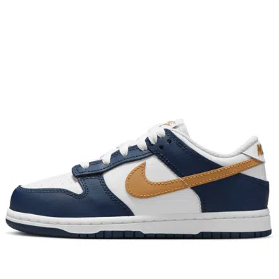 Nike (ps)  Dunk Low 'white Midnight Navy Wheat'