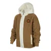 Nike (ps)  Sportswear Full-zip Faux Sherpa Hoodie 'sprout Gold' In Brown