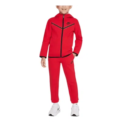 Nike (ps)  Tech Fleece Full Zip Hoodie Set 'university Red Black' In Multi