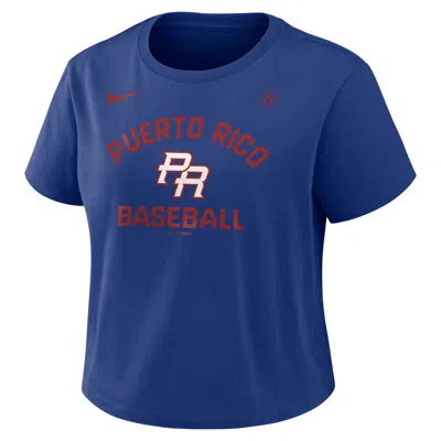 Nike Puerto Rico National Baseball Team 2026 World Baseball Classic Mod  Women's Cropped T-shirt In Blue