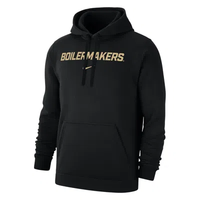 Nike Purdue Club Fleece  Men's College Pullover Hoodie In Black