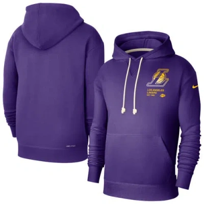 Nike Purple Los Angeles Lakers Courtside Standard Issue Premium Performance Pullover Hoodie In Multi