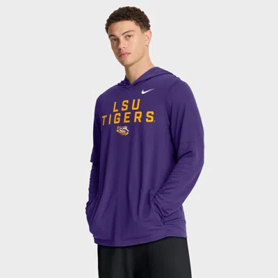 Nike Purple Lsu Tigers 2025 Sideline Performance Long Sleeve Hoodie T-shirt In Multi