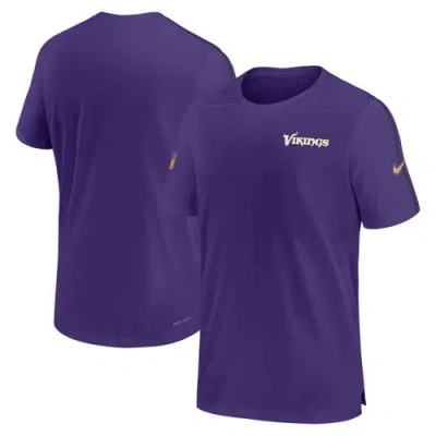 Nike Purple Minnesota Vikings 2024 Sideline Coach Uv Performance T-shirt In Purple,black