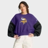 Nike Purple Minnesota Vikings Oversized Color-block Pullover Sweatshirt In Purple