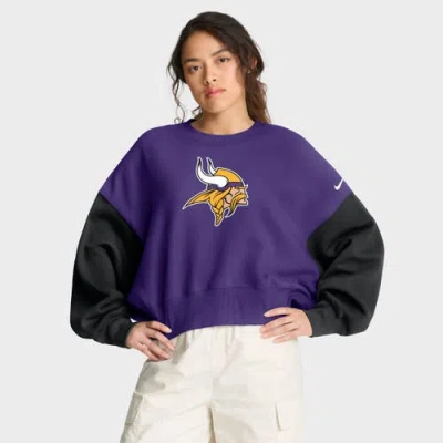 Nike Purple Minnesota Vikings Oversized Color-block Pullover Sweatshirt