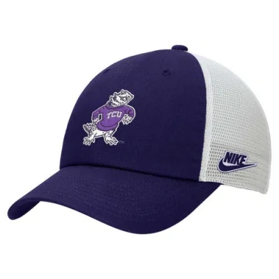 Nike Purple/white Tcu Horned Frogs Vintage Club Trucker Adjustable Hat