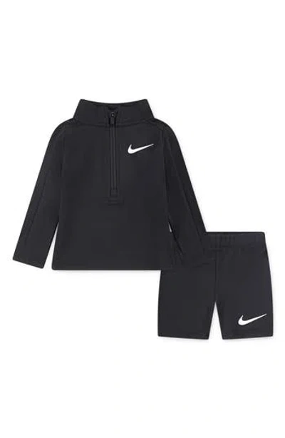 Nike Babies'  Quarter Zip Pullover & Shorts Set In Black