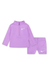 Nike Babies'  Quarter Zip Pullover & Shorts Set In Rush Fuchsia