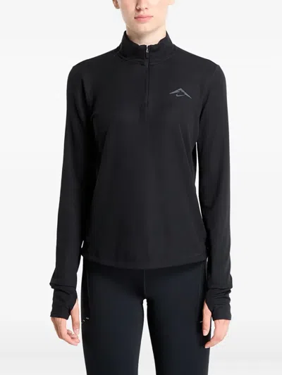 Nike Quarter-zip Thumb-hole Sweatshirt In Black
