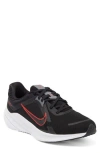 Nike Quest 5 Road Running Shoe In Black/red/smoke Grey