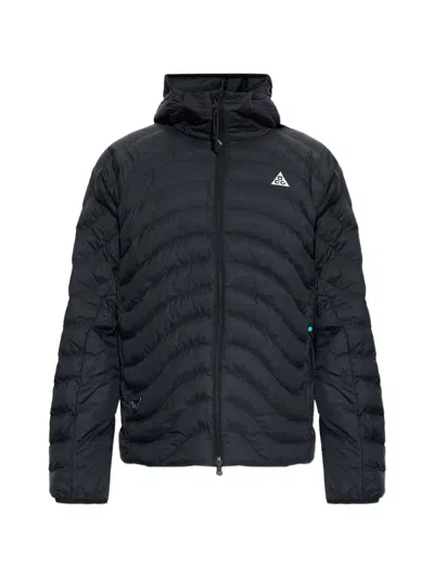 Nike Quilted Hooded Jacket In Black