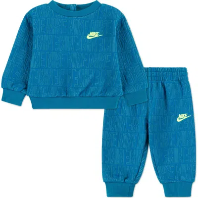 Nike Babies'  Quilted Sweatshirt & Joggers Set In Green