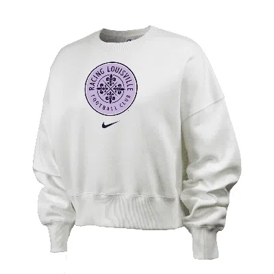 Nike Racing Louisville Fc Phoenix Fleece  Women's Nwsl Crew-neck Sweatshirt In White