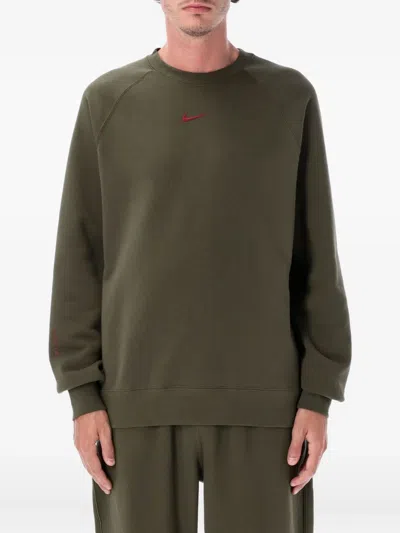 Nike Raglan-sleeve Crew-neck Sweatshirt In Green