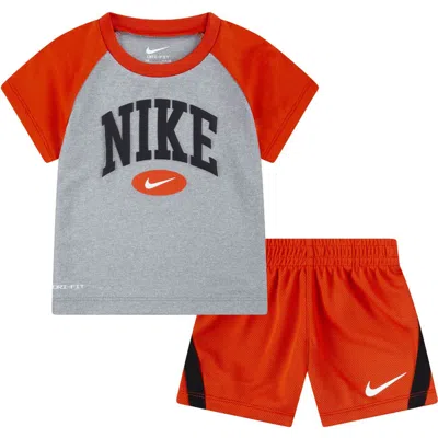 Nike Kids'  Raglan Sleeve T-shirt & Shorts Set In Picante Red