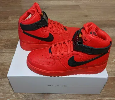 Pre-owned Nike Rare Size 9 -  Air Force 1 Hi X 1017 Alyx 9sm - Cq4018-601 Red Black Bred