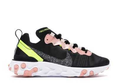 Pre-owned Nike React Element 55 Premium (women's) Sneakers In Black/coral Stardust/light Soft Pink