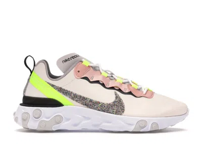 Pre-owned Nike React Element 55 Premium (women's) Sneakers In Light Soft Pink/black/volt