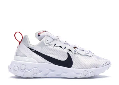 Pre-owned Nike React Element 55 Unite Totale (women's) Sneakers In White/midnight Navy Blue