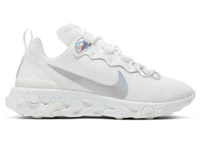 Pre-owned Nike React Element 55 White Iridescent (women's) Sneakers In Summit White/metallic Silver In Multi