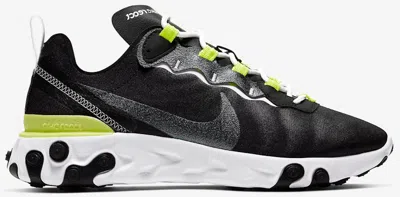 Pre-owned Nike React Element 55 (women's) Sneakers In Black/lemon Venom/white