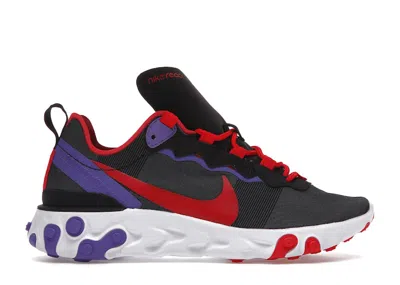 Pre-owned Nike React Element 55 (women's) Sneakers In Black/university Red/purple