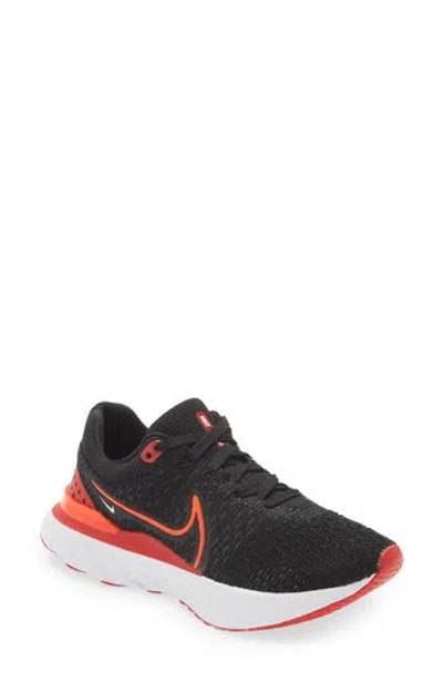 Nike React Infinity Flyknit Running Shoe In Black/bright Crimson/red