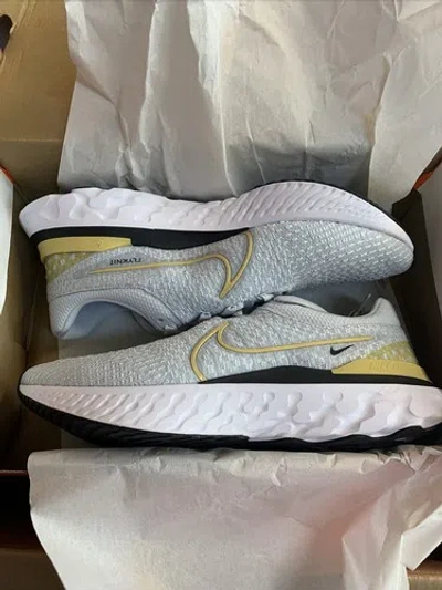 Pre-owned Nike React Infinity Run Flyknit 3 Gray/gold Dq7830-008 Mens Sz 14.