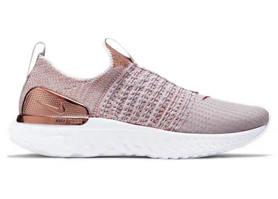 Pre-owned Nike React Phantom Run Flyknit 2 Premium Metallic (women's) Sneakers In Fossil Stone/metallic Red Bronze
