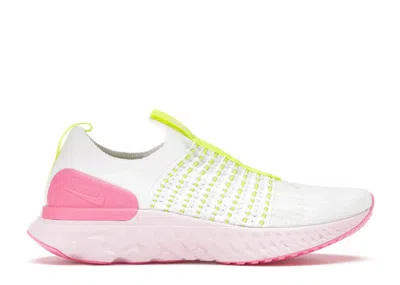 Pre-owned Nike React Phantom Run Flyknit 2 (women's) Sneakers In White/volt/pink Glow In Multi