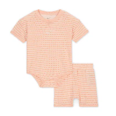 Nike Readyset Baby (0-9m) Bodysuit And Shorts Set In Orange