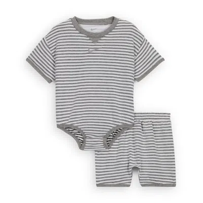 Nike Readyset Baby (12-) Bodysuit And Shorts Set In Grey