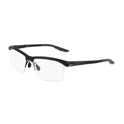 Nike Rectangle Semi-rim Eyeglasses In Black