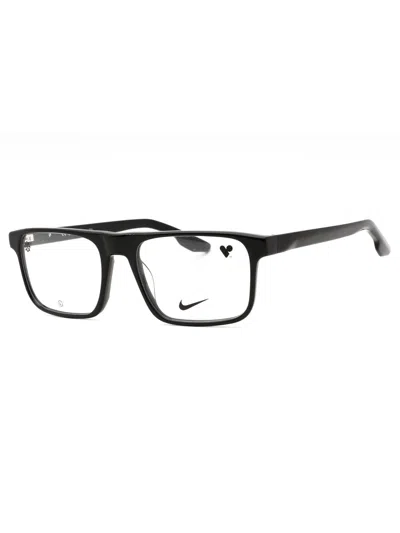 Nike Rectangular Eyeglasses With Clear Demo Lens - Eye Size 54 In Black