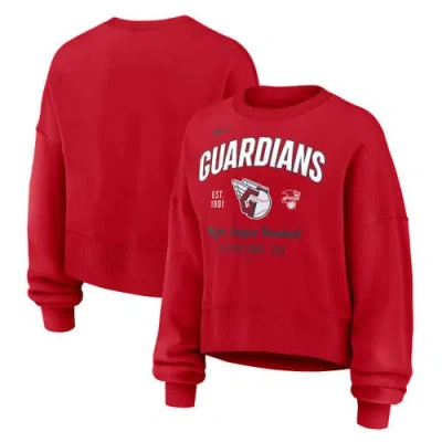 Nike Red Cleveland Guardians Oversized High Hip Pullover Sweatshirt