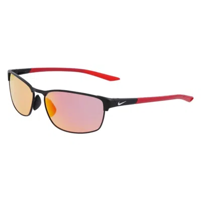 Nike Red Mirror Sport Men's Sunglasses  Modern Metal M Dz7366 010 58 In Black