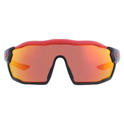 Nike Red Mirrror Shield Unisex Sunglasses  Show X Rush M N Iu8057x 010 58 In ["black","red"]