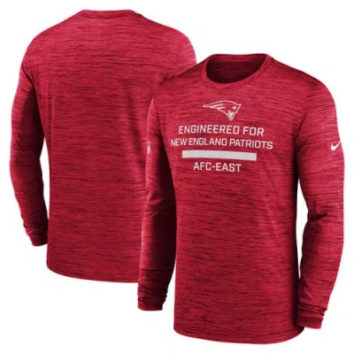 Nike Red New England Patriots Sideline Velocity Performance Long Sleeve T-shirt