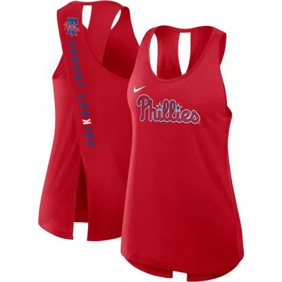 Nike Red Philadelphia Phillies Crisscross Performance Tank Top