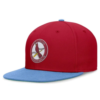 Nike Men's  Red, Light Blue Distressed St. Louis Cardinals Rewind Cooperstown True Performance Fitted In Red,light Blue