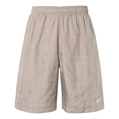Nike Reflective Loose Plaid Sports Shorts Gray In Gold