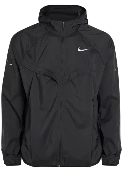 Nike Repel Uv Hooded Running Jacket In Black